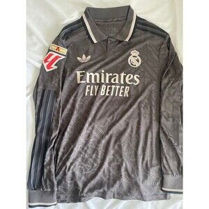 Mbappe Long Sleeve Jersey Adidas Real Madrid Gray Grey Mens Large